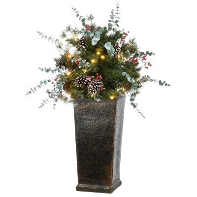 3' Prelit LED Potted Meadow Basin Tree White Lights - National Tree Company *Small Chip Bottom Corner*  *Open Box All Contents Included*