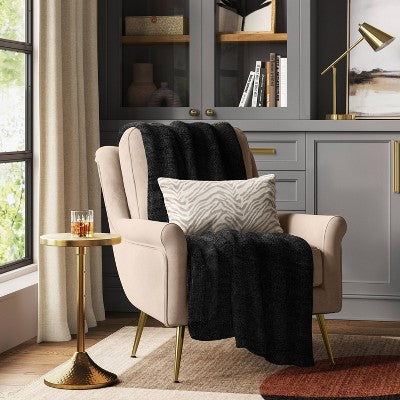 Shiny Chenille Throw Blanket Black - Threshold