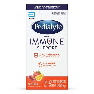 Pedialyte Immune Support Electrolyte Powder - Fruit Punch - 2.94oz *Exp 04/01/2026*