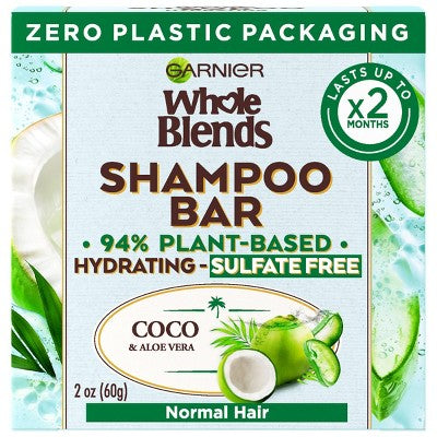 Garnier Whole Blends Coco and Aloe Vera Sulfate Free Shampoo Bar for Normal Hair - 2oz