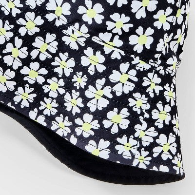 Girls' Reversible Daisy Printed Bucket Hat - art class  Black: UPF 50+, Lightweight, Floral Pattern