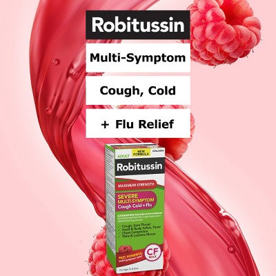 Robitussin Maximum Strength Multi-Symptom Cold Relief Liquid - Dextromethorphan - 8 fl oz *Exp 2027/02* *Damaged Package See Desc*