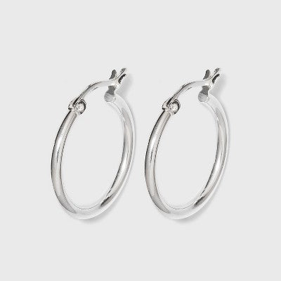 Sterling Silver Round Thin Hoop Earring - Silver: Polished Clip-In Clasp, Nickel-Free, Fashion Jewelry