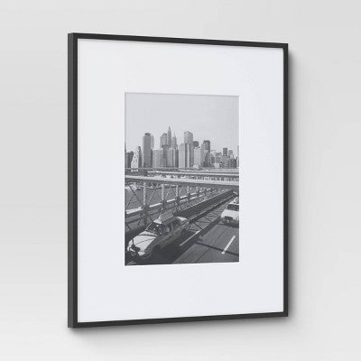 19.4 x 22.4 Inch Matted to 11 x 14 Inch Thin Gallery Oversized Image Frame Metal Black - Threshold