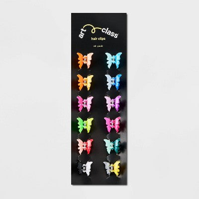 Girls' 12pk Mini Butterfly Claw Clips - art class : Kids Hair Accessories, Solid Pattern, Metal & Plastic