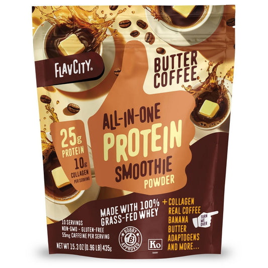 FlavCity Protein Smoothie Powder - 10 Servings - Butter Coffee (EXP: 08/27)