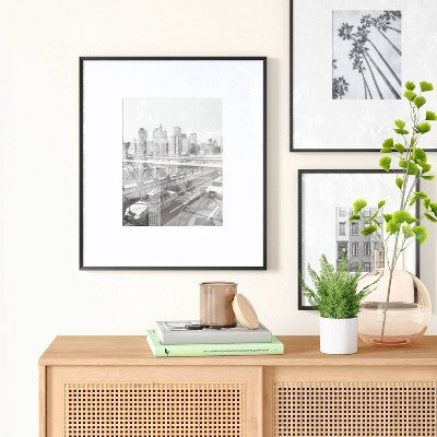 19.4 x 22.4 Inch Matted to 11 x 14 Inch Thin Gallery Oversized Image Frame Metal Black - Threshold