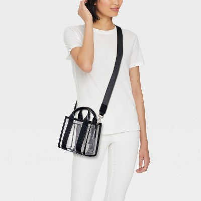 Mini Tote Crossbody Bag - Black/Clear