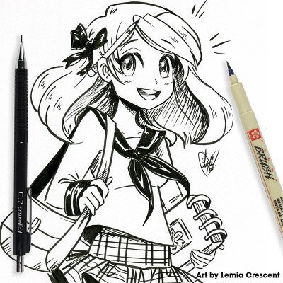 6pc Manga Comic Pro Drawing Set - Black Pigma Micron: Fine Point 0.5mm Porous Pens, Black Ink, 6 Pack