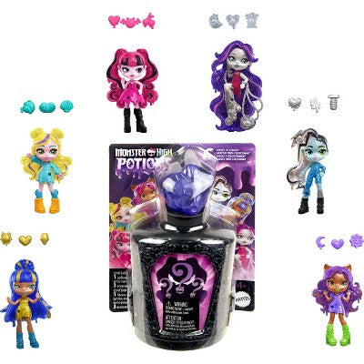 Monster High 6.2 Potions Mini Dolls, Surprise Character Figures with Water Reveal