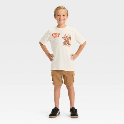 Boys' S (6/7) Donkey Kong Short Sleeve Graphic T-Shirt - Off-White