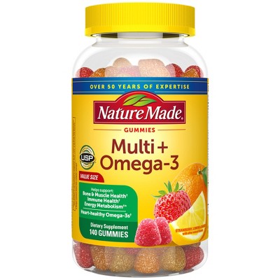 Nature Made Multi Plus Omega 3 Multivitamin Gummies  - Strawberry, Lemon & Orange - 140ct *Exp:04/2026