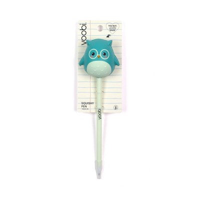 Yoobi Novelty Ballpoint Pen Squishy Topper Teal Owl
