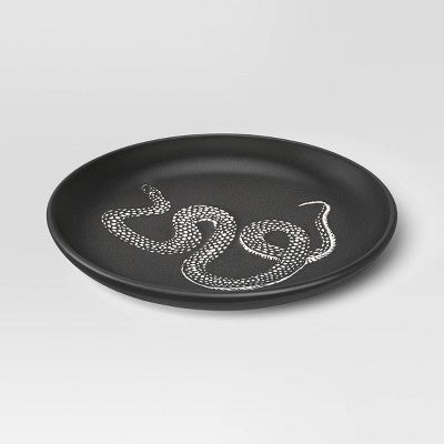 6.125 Inch Halloween Stoneware Snake Appetizer Plate Black - Threshold : Round Animal Icon, Microwave & Dishwasher Safe