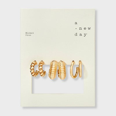 Textured Hoop Earring Set 3pc