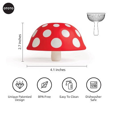 Ototo XL Fungilicious Kitchen Funnel: Collapsible BPA-Free Silicone, Dishwasher-Safe, Red & White *Damaged Packaging*