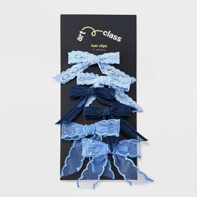 Girls' 6pk Ribbon Bow Clip Set - art class  Blue