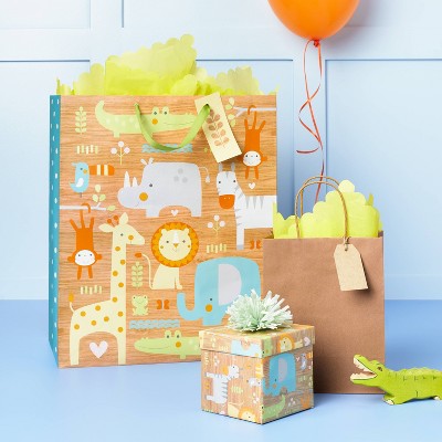 Small Striped Gift Bag White/Brown - Spritz