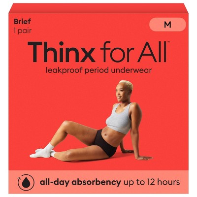 Thinx for All Women's Medium Period Underwear - Super Absorbency - Black Briefs
