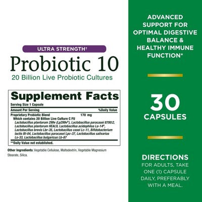 Nature's Bounty Probiotic 10 Capsule - 30ct *Damaged Packaging* *Exp 12/26*