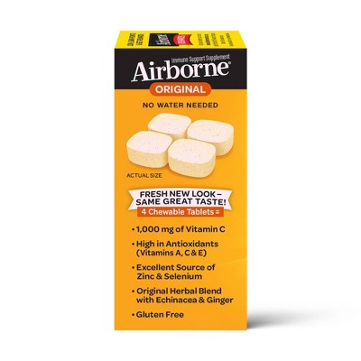 Airborne Immune Support Supplement Chewables - Citrus - 32ct *Exp 6/27* *Damaged Box*