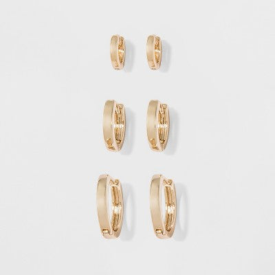 Small Hoop Earring Set 3pc - A New Day  Gold
