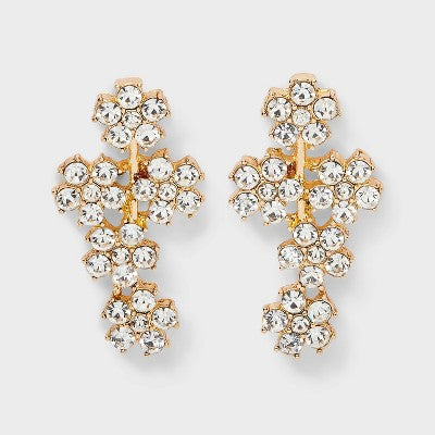 Floral Stone Cluster Earrings - A New Day  Gold