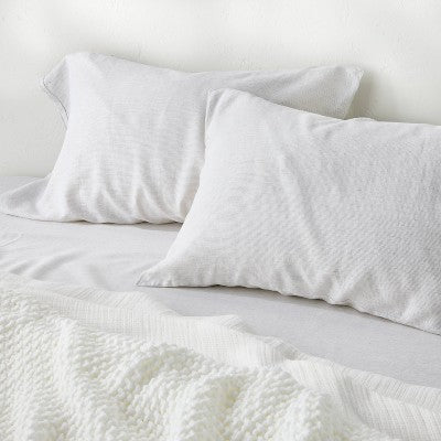 Standard 100% Linen Pillowcases Dark Gray Micro Striped - Casaluna