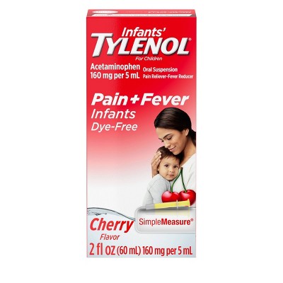 Infants' Tylenol Pain & Fever Reducer Liquid - Acetaminophen - Dye-Free Cherry - 2 fl oz **Exp 2026/01** **Damaged Box**