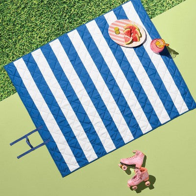 Navy Striped Picnic Blanket - Sun Squad