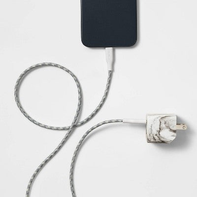 6' Lightning to USB-C Power Delivery Home Charging Kit - heyday  Marble: USB Cable & Adapter