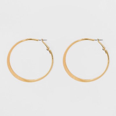 Large Knife Edge Hoop Earrings - A New Day  Gold: Iron, Nickel-Free, 2.6 Length
