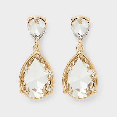 Double Stone Teardrop Earrings - A New Day  Gold