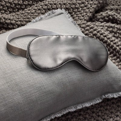 Solid Silk Eye Mask Dark Gray - Casaluna : Adjustable, Hand Washable, Polyester Filled, OEKO-TEX Certified