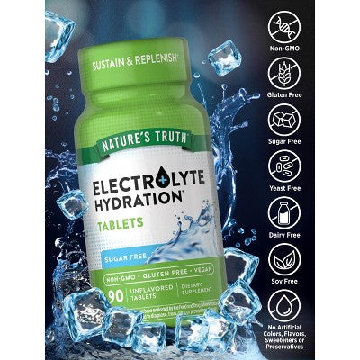 Nature's Truth Electrolyte Tablets | No Sugar | 90 Count **Exp 11/2026**