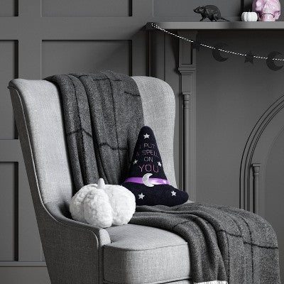 13x12 Inch Witch Hat Novelty Shaped Throw Pillow Black - Hyde and EEK! Boutique