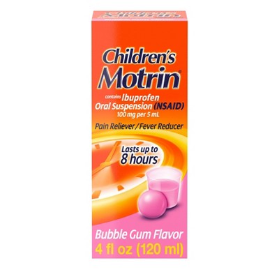 Children's Motrin Pain Reliever/Fever Reducer Liquid - Ibuprofen (NSAID) - Bubble Gum - 4 fl oz *Exp 2027/07* *Damaged Package See Description*