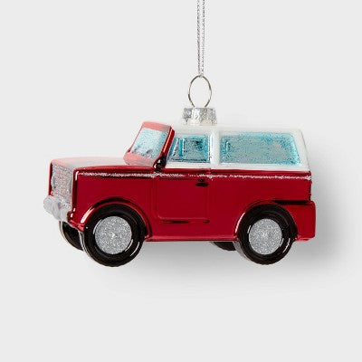 Glass SUV Christmas Tree Ornament