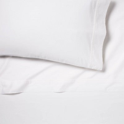 Twin/Twin XL Solid Performance 400 Thread Count Sheet Set White - Threshold : Cotton Sateen, OEKO-TEX Certified
