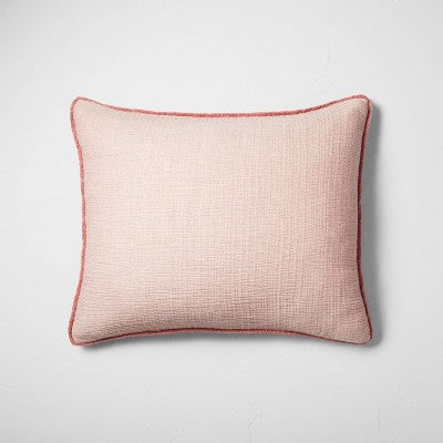 King Textured Chambray Cotton Pillow Sham Rose - Casaluna : Zipper Closure, 250 Thread Count