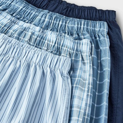 Men's S (28/30)4pk Striped Woven Boxer Shorts - Goodfellow & Co Blue