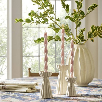 4pk Taper Candle Set Light Pink Twist - Threshold