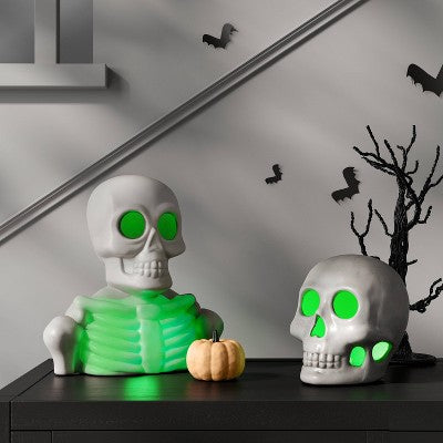 Lit Plastic Skeleton Bust Figurine