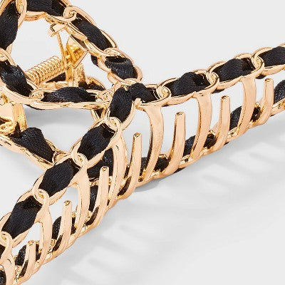 Ribbon Chain Hair Claw Clip - A New Day  Black/Gold