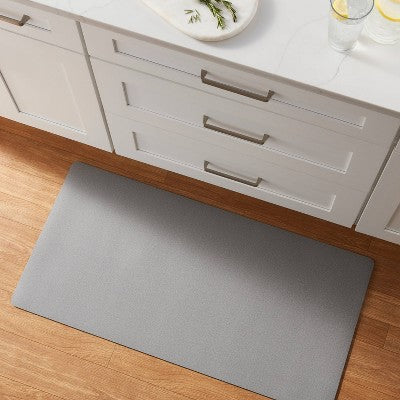 20 x 40 Low Profile Charmed Manor Patterned Polyurethane Kitchen Mat with Foam Rubber Backing Gray - Threshold