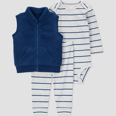 Carter's Baby Newborn Size Just One You Baby Boys' 3pc Vest & Pants Set - Blue