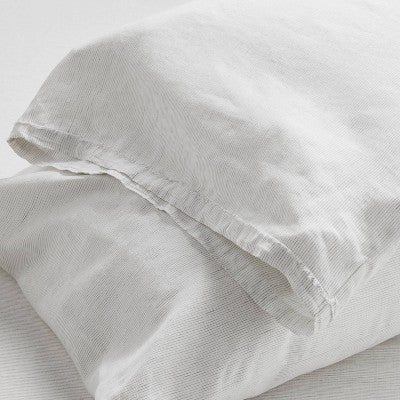 Standard 100% Linen Pillowcases Dark Gray Micro Striped - Casaluna