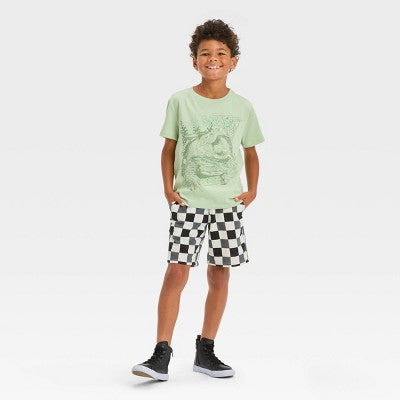 Boys' M (8) Pull-On 'At the Knee' Knit Shorts - Cat & Jack Charcoal Gray French Terry, Classic Pattern