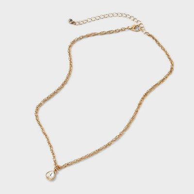 Singapore Chain Teardrop Pendant Necklace - A New Day  Gold