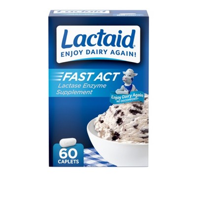Lactaid Fast Act Lactose Intolerance Caplets - 60pk *Damaged Box* *Exp 1/28*